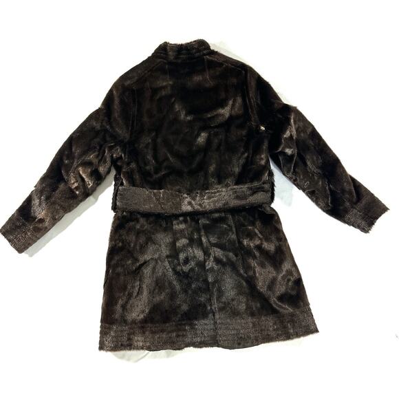 Vtg Real Fur Coat Brown Sheared Beaver (?) Belted Talon Zip 32” Medium AS-IS - Picture 11 of 12